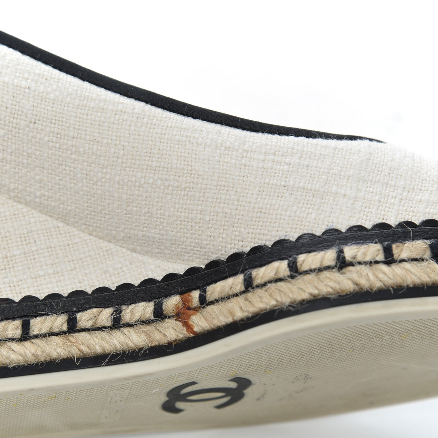 Toile Cap Toe Espadrille Wedges 36.5 Beige Black