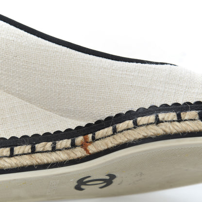 Chanel Toile Cap Toe Espadrille Wedges 36.5 Beige Black 9 of 17