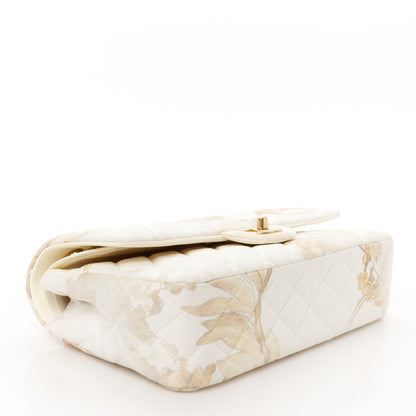 Chanel Denim Floral Printed Medium Double Flap Beige 4 of 11