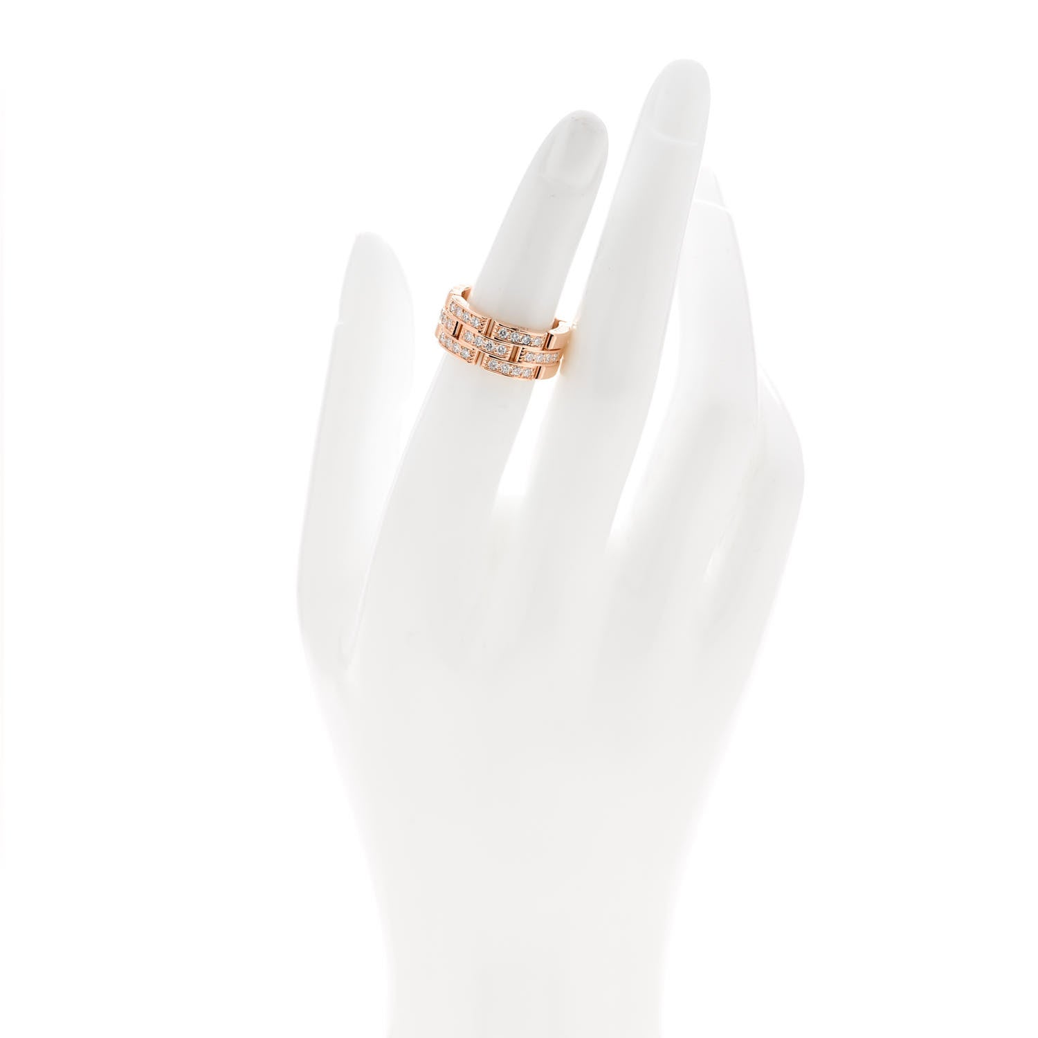 Cartier 18K Pink Gold Diamond Maillon Panthere 3 Half Rows Paved Ring 50 5.25 2 of 5