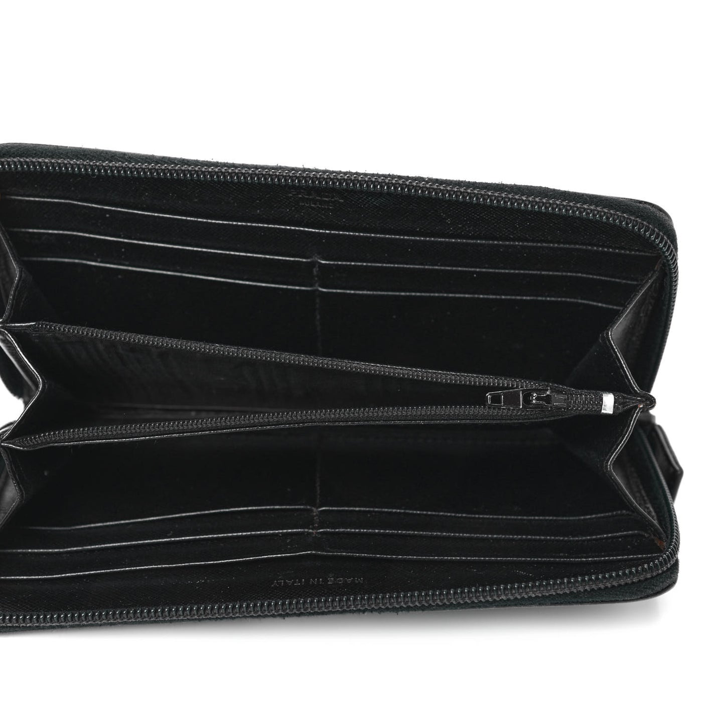 Saffiano Triangle Zip Around Wallet Black