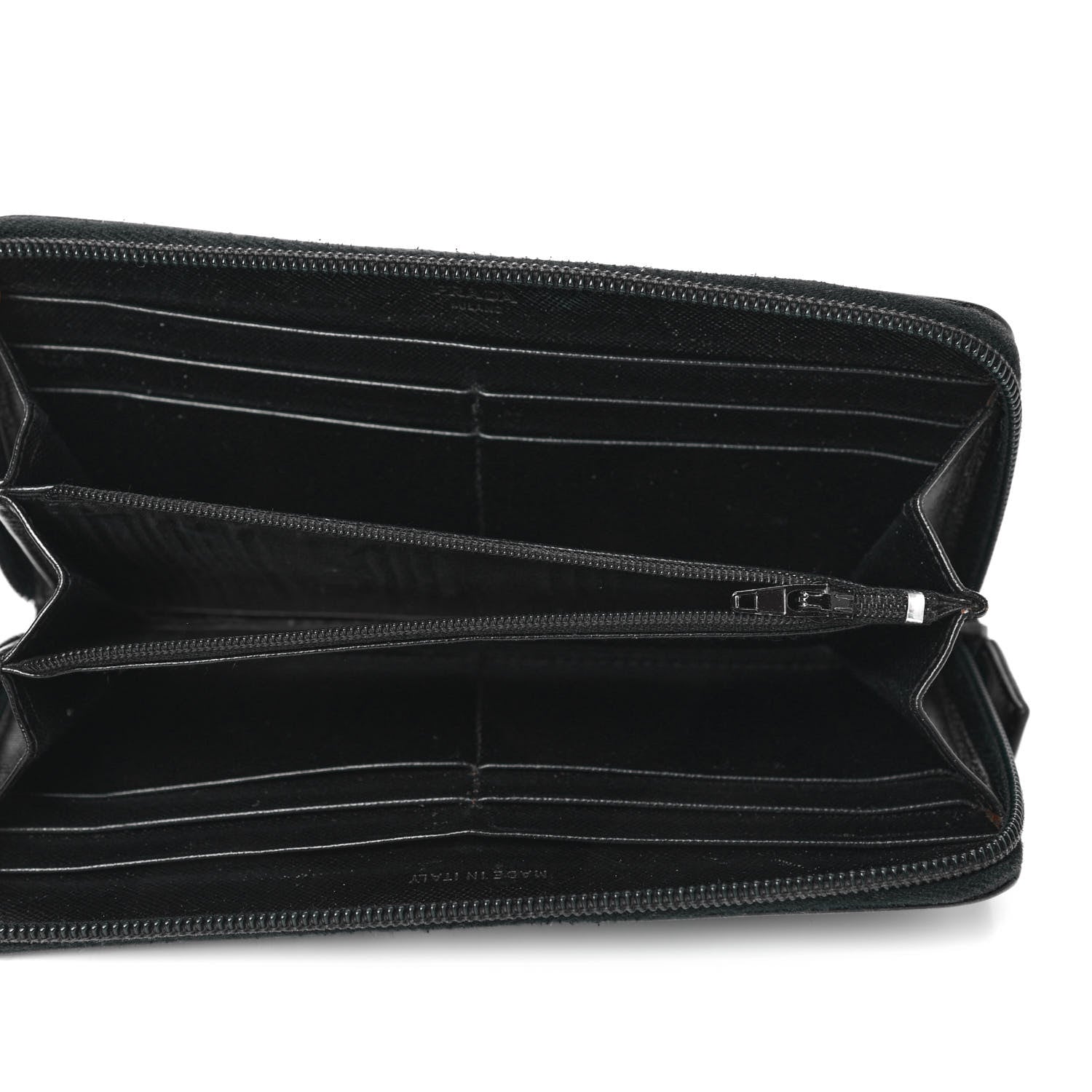 Prada Saffiano Triangle Zip Around Wallet Black 4 of 4