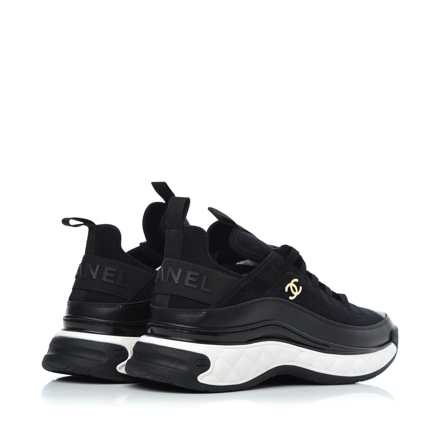 Velvet Calfskin Mixed Fibers CC Sneakers 39.5 Black