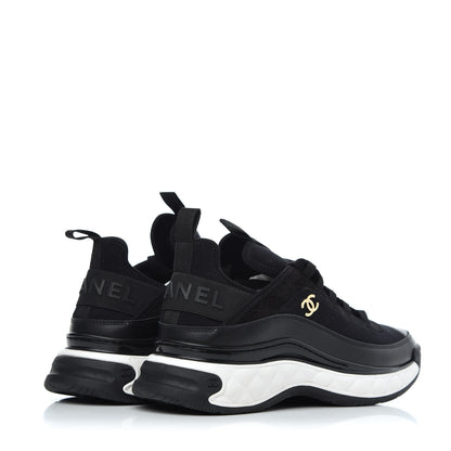 Chanel Velvet Calfskin Mixed Fibers CC Sneakers 39.5 Black 4 of 10
