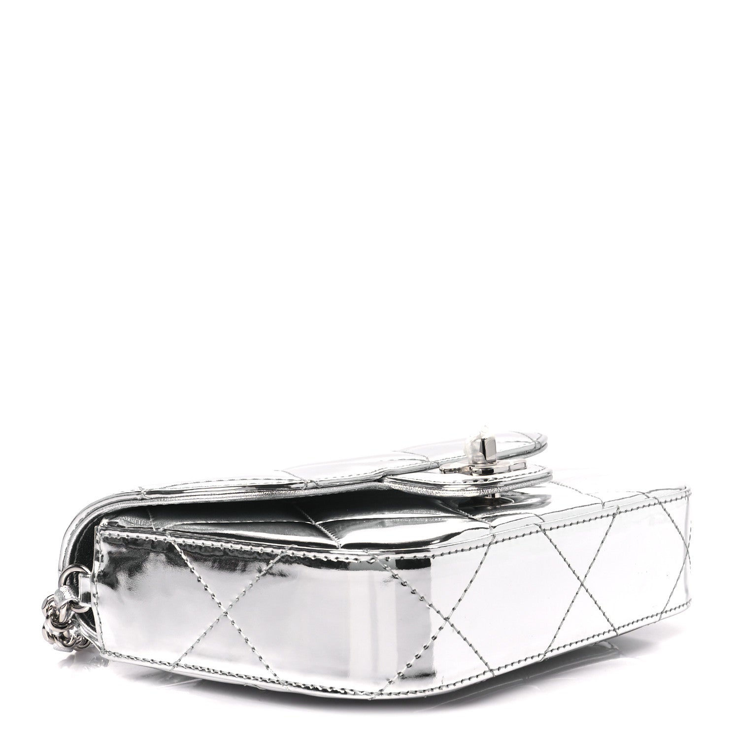 Chanel Mirror Calfskin Small Top Handle Clutch With Chain Silver 4 of 12