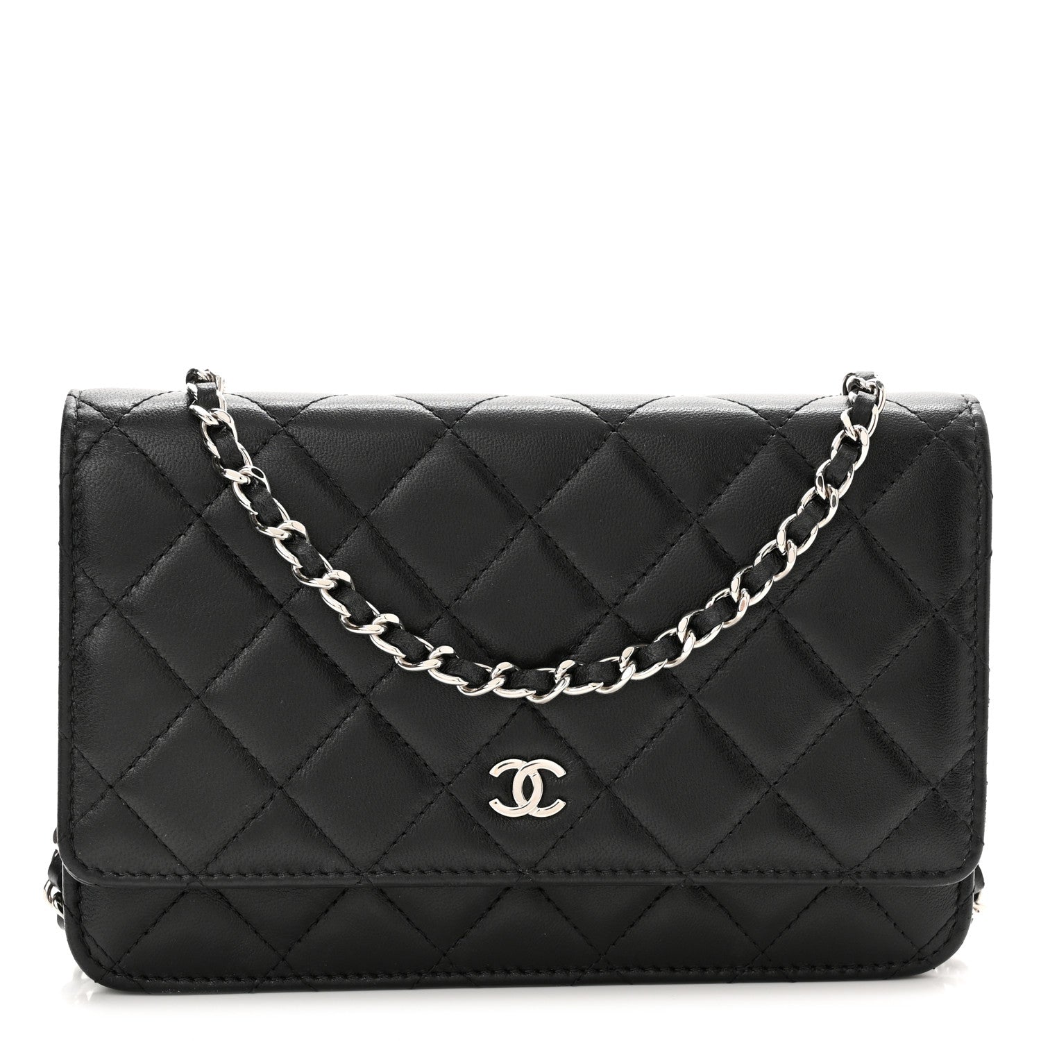 Chanel Lambskin Quilted Wallet On Chain WOC Black 1 of 13