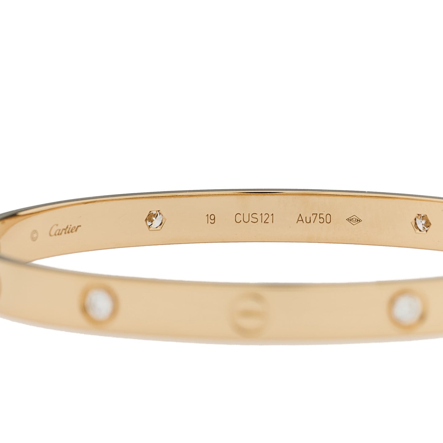 18K Yellow Gold 4 Diamond LOVE Bracelet 19