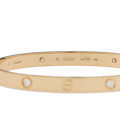 Cartier 18K Yellow Gold 4 Diamond LOVE Bracelet 19 2 of 8