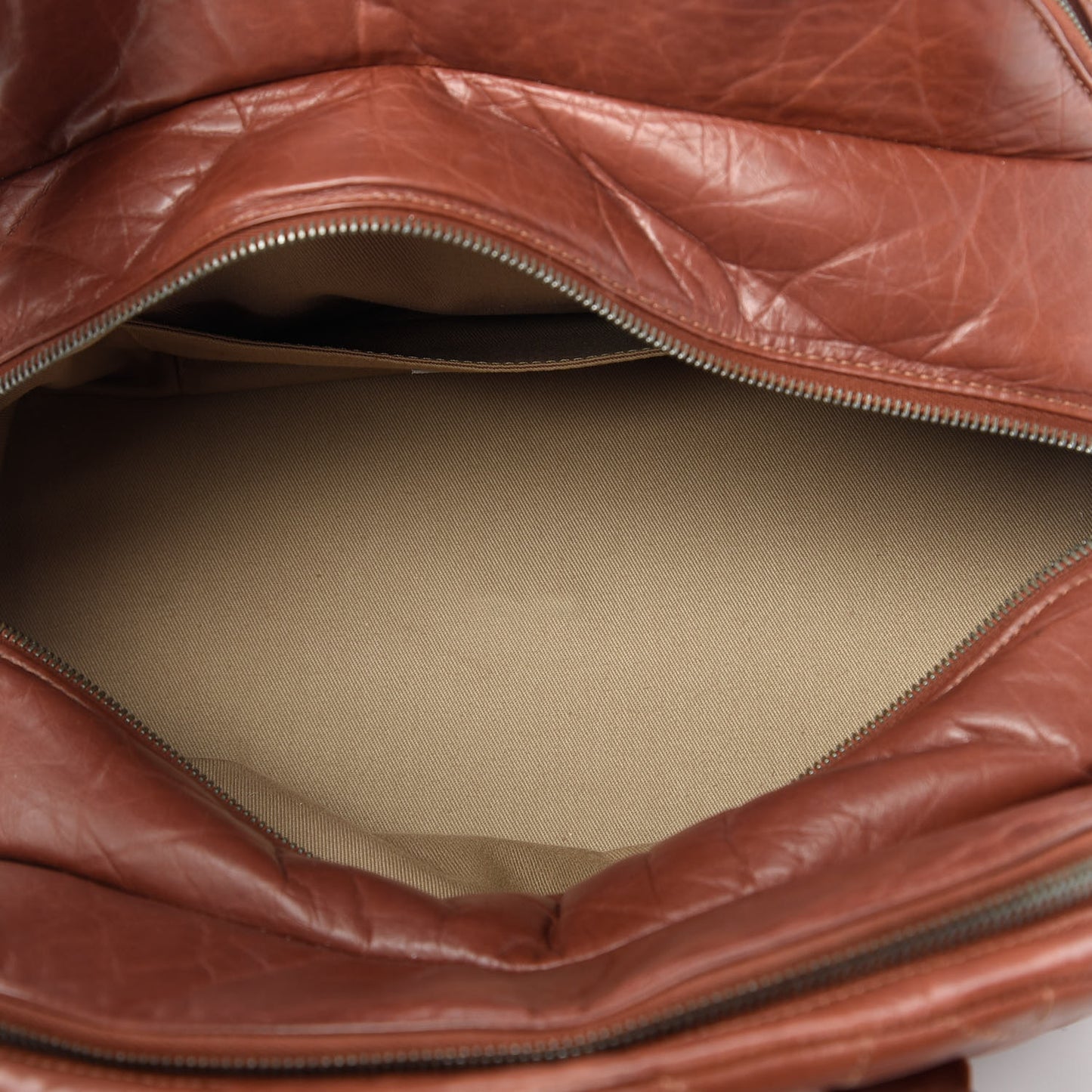 Distressed Lambskin Vintage Ligne Lady Braid Tote Brown