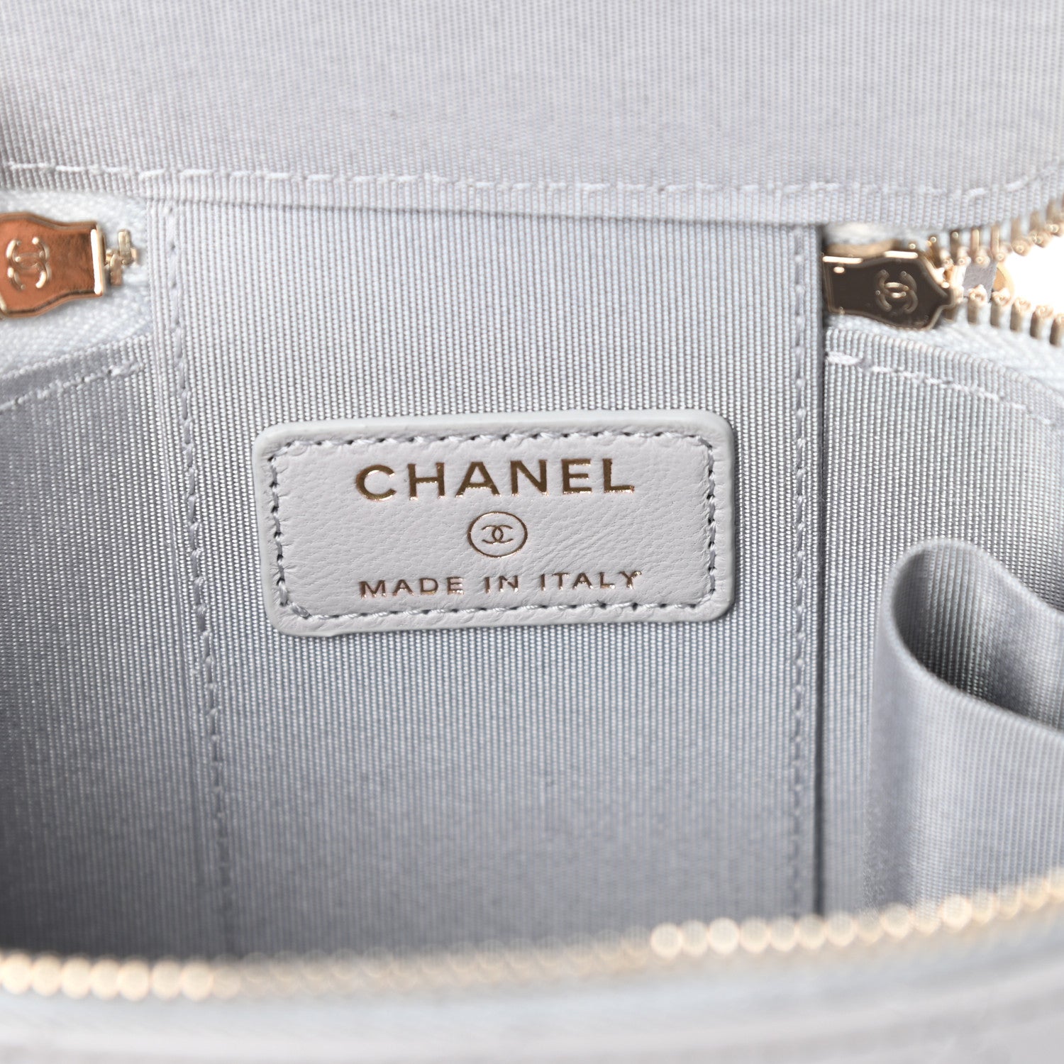 Chanel Lambskin Quilted Top Handle Mini Vanity Case With Chain Grey 6 of 9