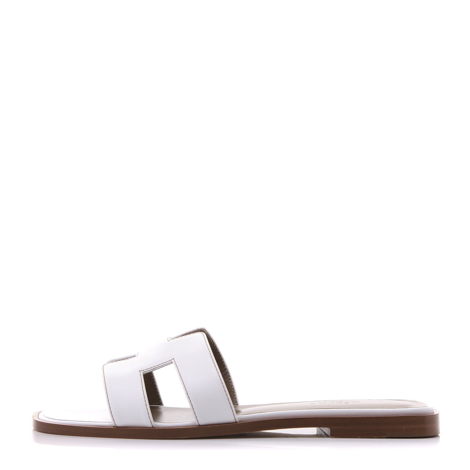 Hermes Box Calfskin Oran Sandals 37 White 1 of 9