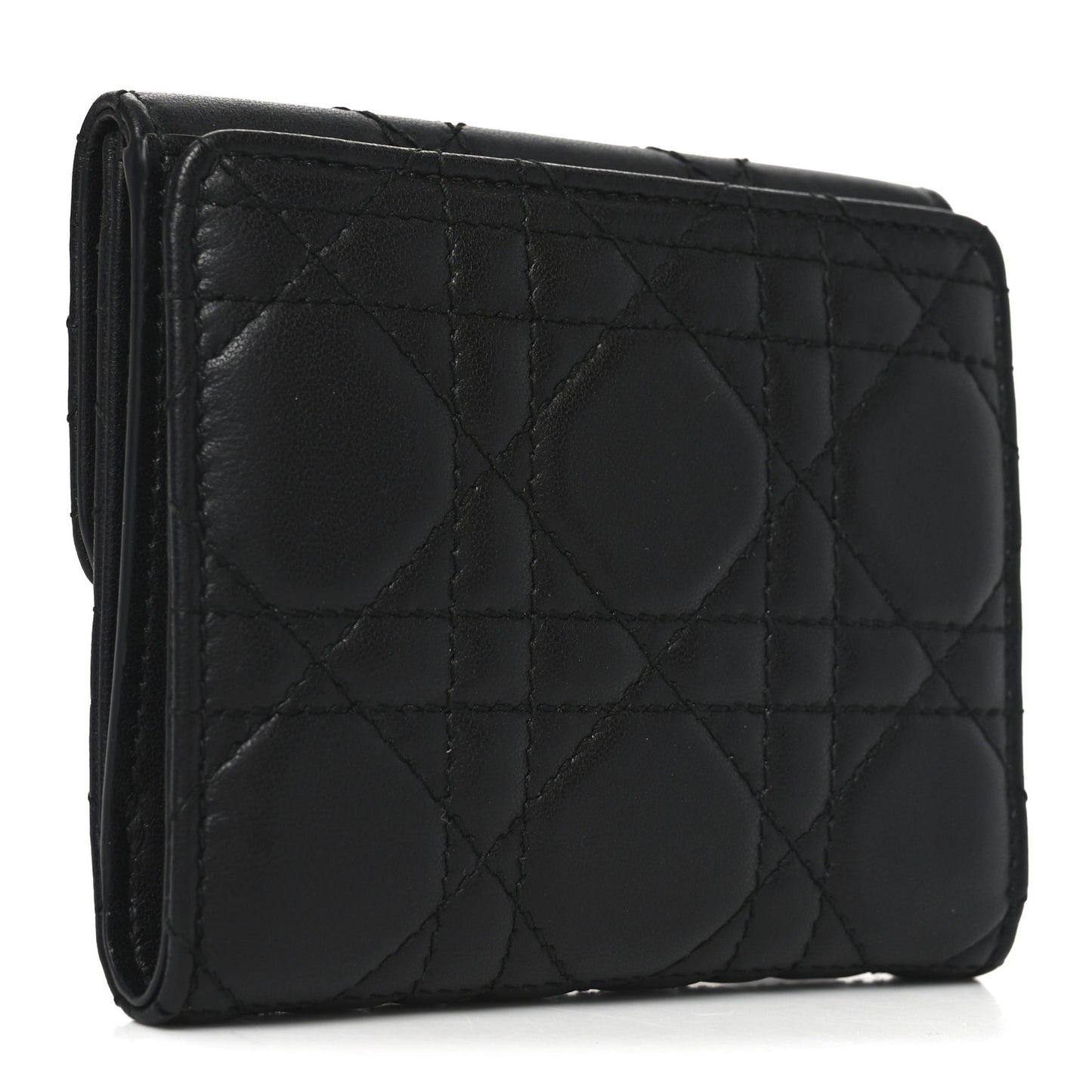 Lambskin Cannage Dioraddict Flap Wallet Black