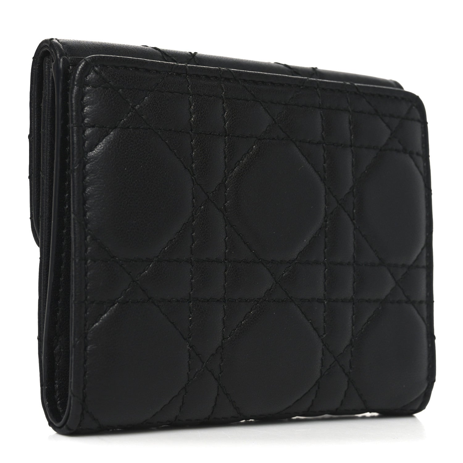 Christian Dior Lambskin Cannage Dioraddict Flap Wallet Black 3 of 6