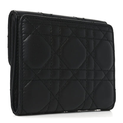 Christian Dior Lambskin Cannage Dioraddict Flap Wallet Black 3 of 6