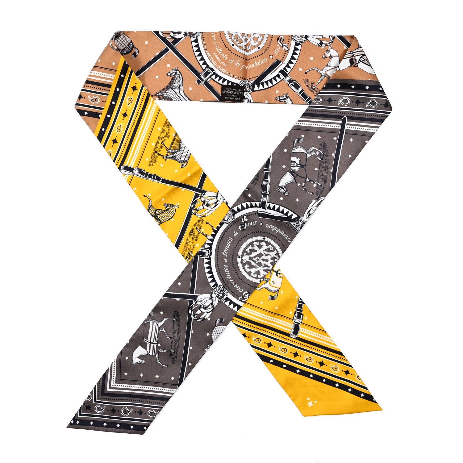 Hermes Silk Couvertures Et Tenues Maxi Twilly Slim Jaune D'Or Camel 1 of 4