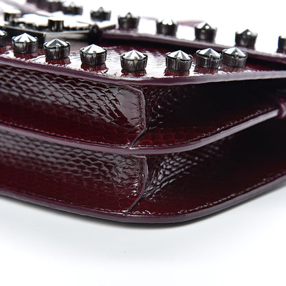 MCM Snakeskin Embossed Patent Studded Small Patricia Crossbody Bag Very Plum 10 of 10