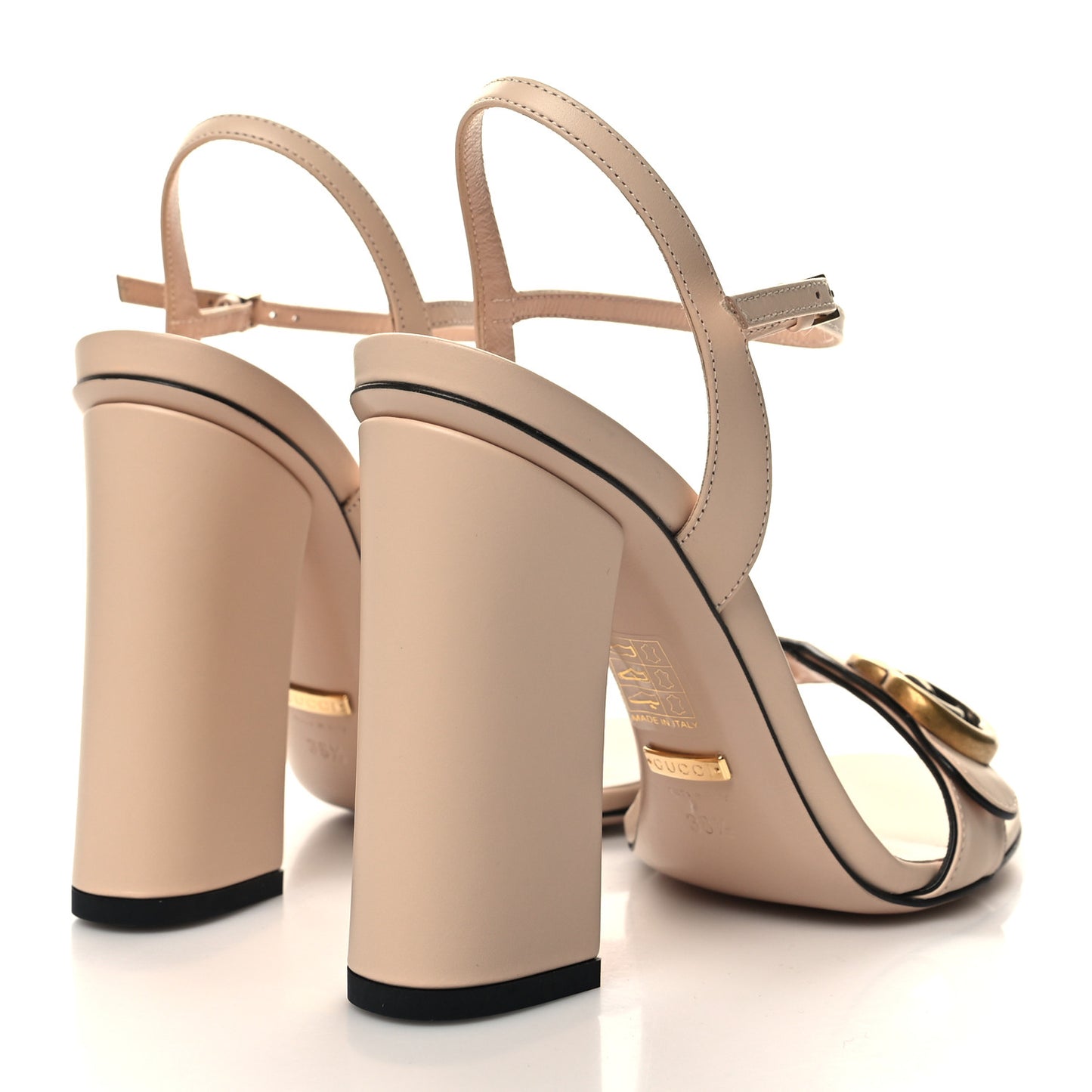 Lifford Calfskin GG Marmont Ankle Wrap 105mm Sandals 38.5 Skin Rose