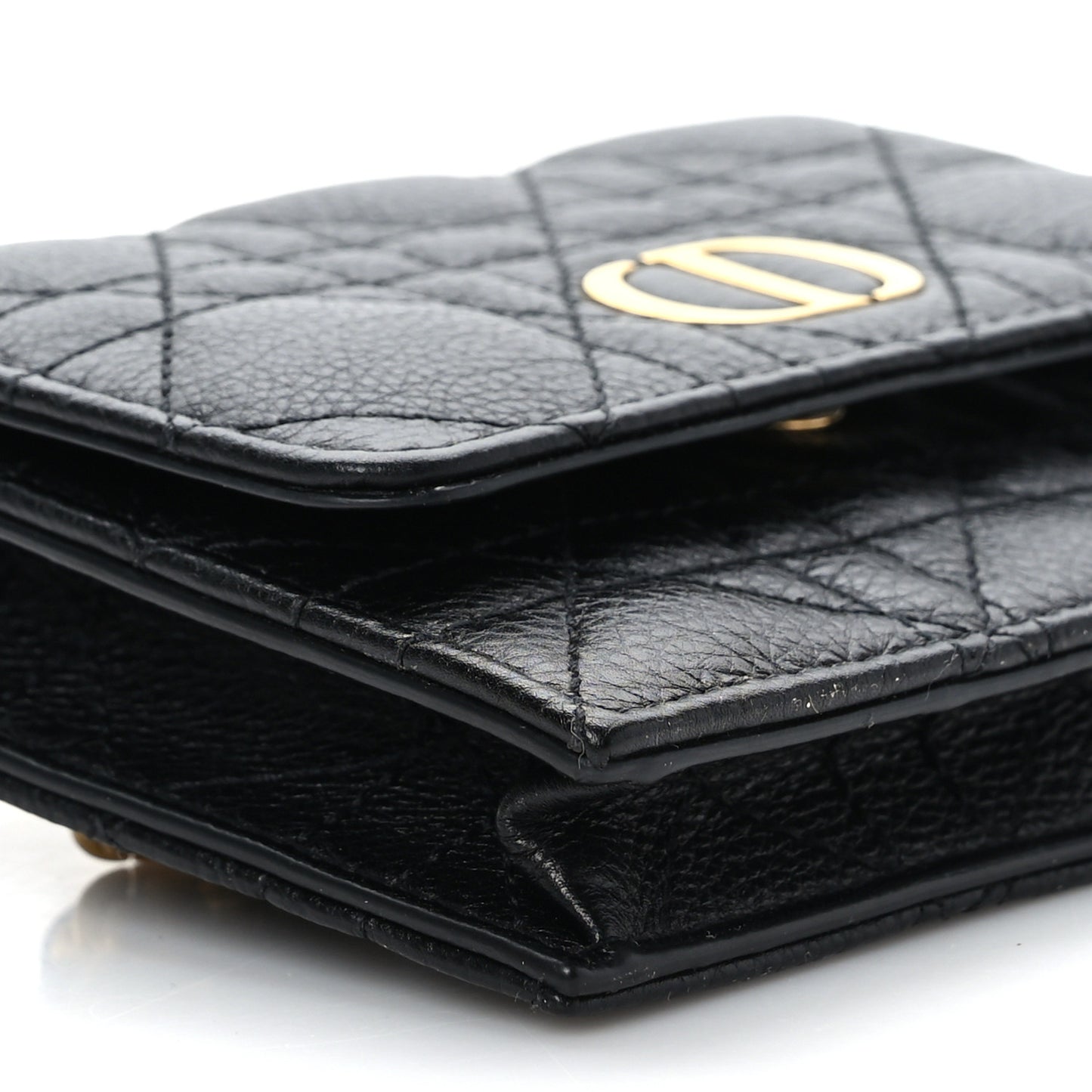 Calfskin Cannage Mini Caro Belt Pouch Black