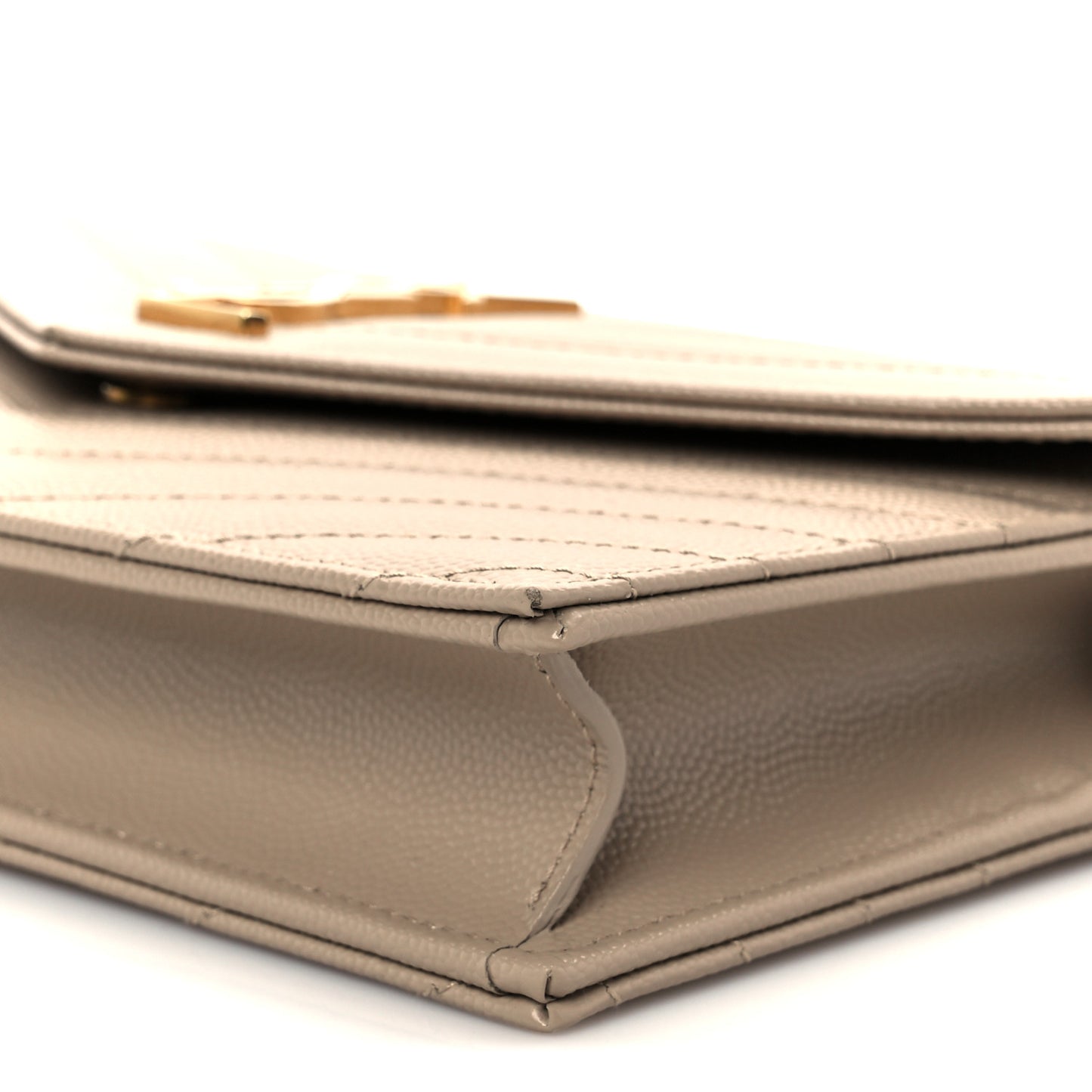Grain De Poudre Matelasse Chevron Monogram Envelope Chain Wallet Dark Beige
