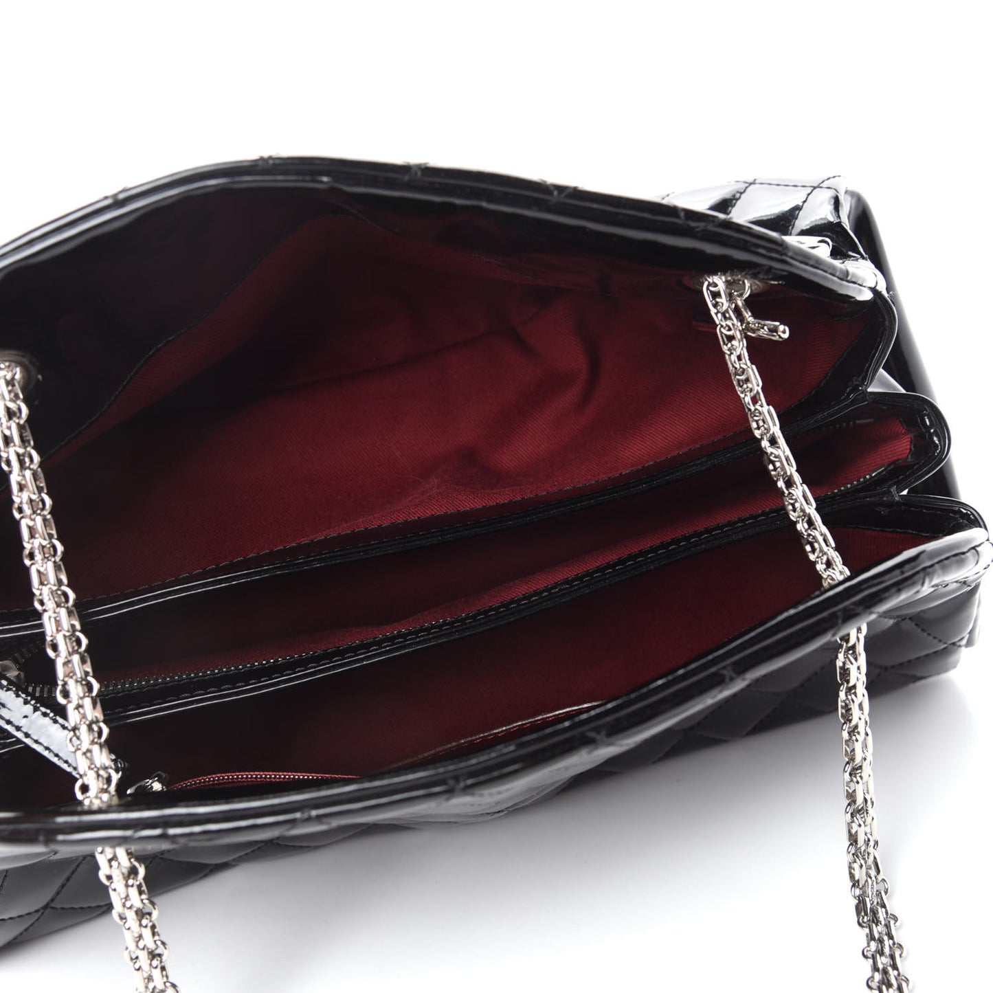 Patent Quilted Medium Just Mademoiselle Bowling Bag Black