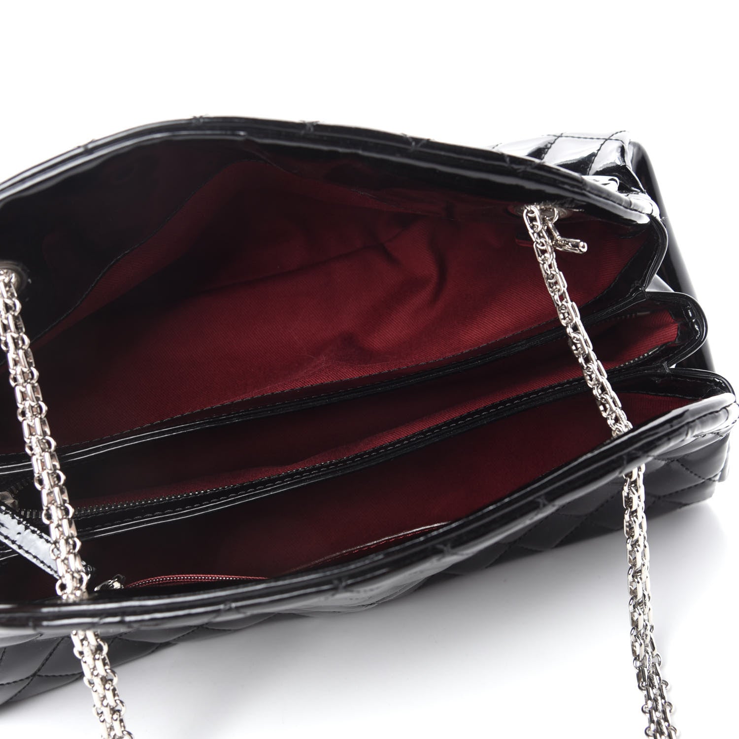 Chanel Patent Quilted Medium Just Mademoiselle Bowling Bag Black 5 of 10