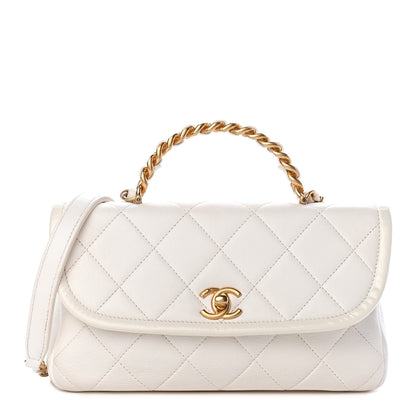 Chanel Lambskin Quilted Small La Parisienne Top Handle Flap White 1 of 10