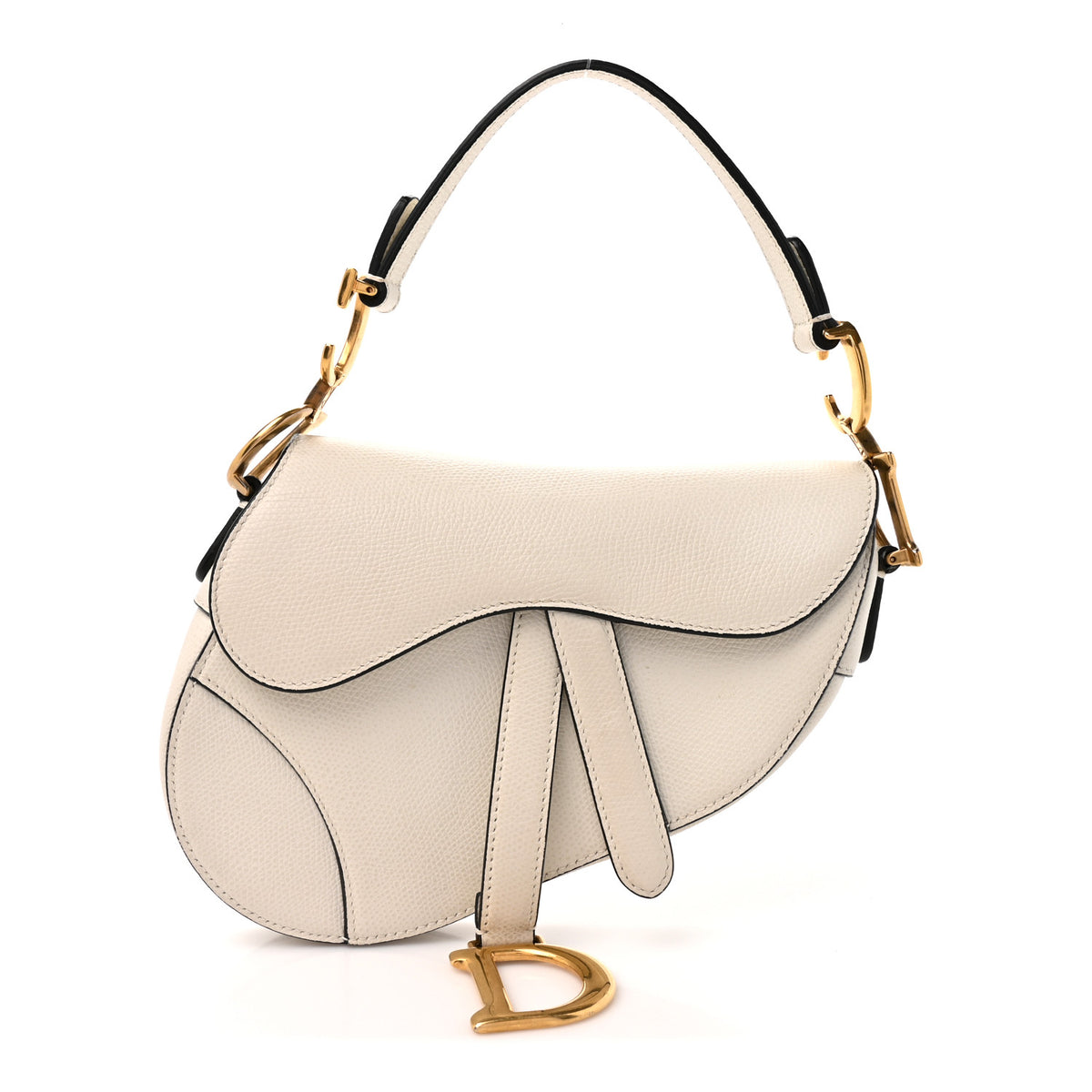 Christian Dior Grained Calfskin Mini Saddle Bag White 1 of 12