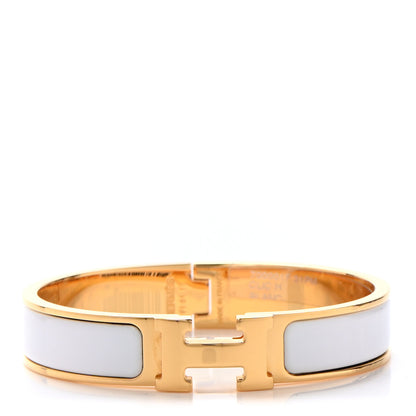 Hermes Enamel Narrow Clic Clac H Bracelet PM White 1 of 5