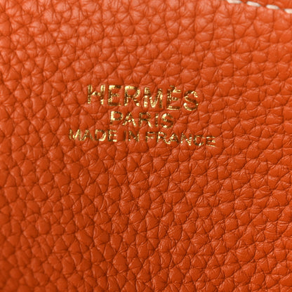 Hermes Taurillon Clemence Double Sens 45 Reversible Tote Orange Gold 15 of 28