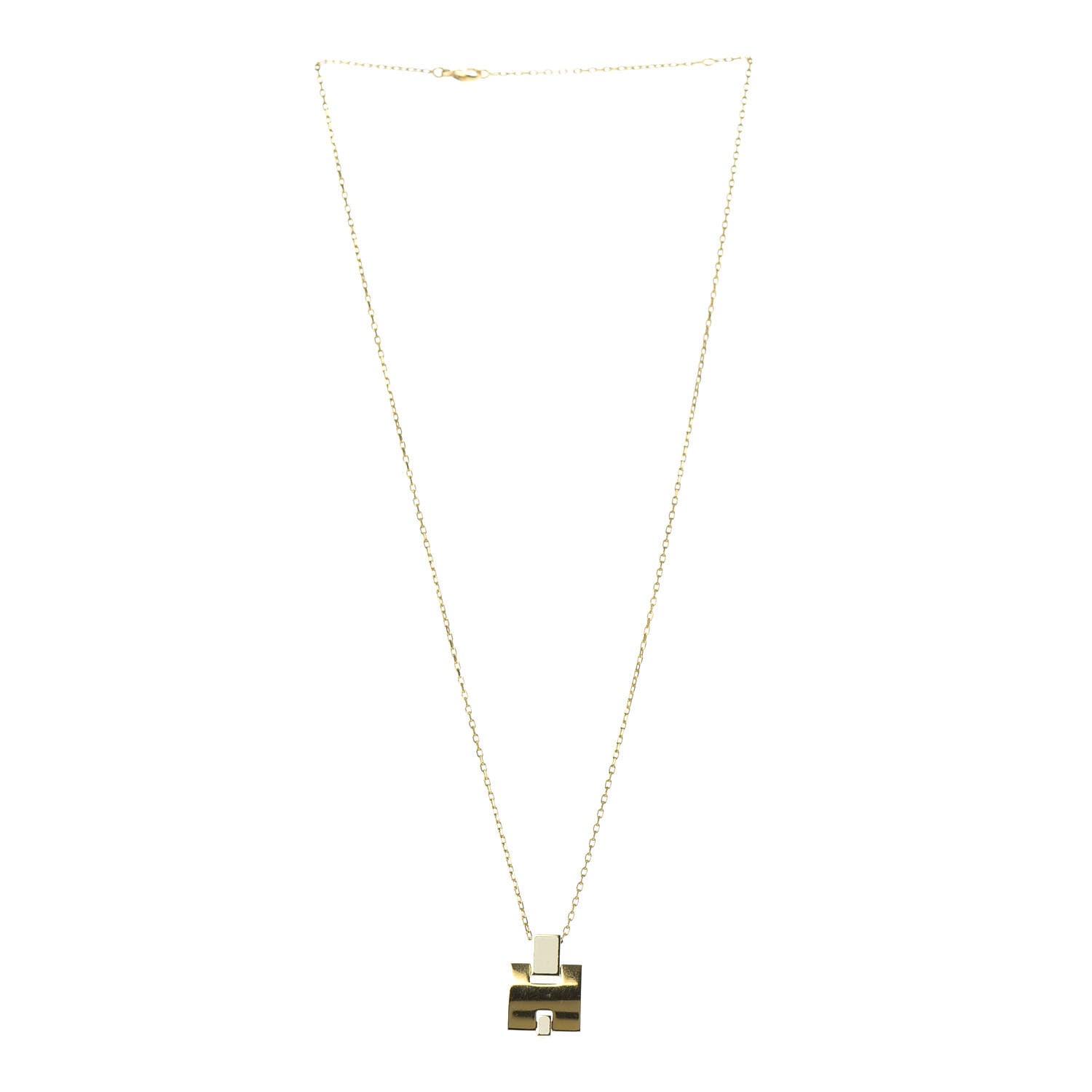 Hermes Yellow Gold Plated Lacquered Eileen Pendant Necklace 3 of 5