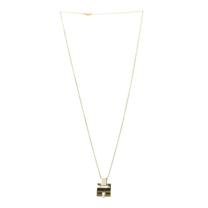 Hermes Yellow Gold Plated Lacquered Eileen Pendant Necklace 3 of 5