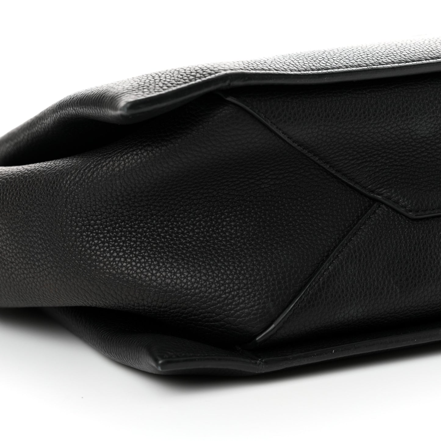 Baby Grained Calfskin Medium Tri-Fold Bag Black