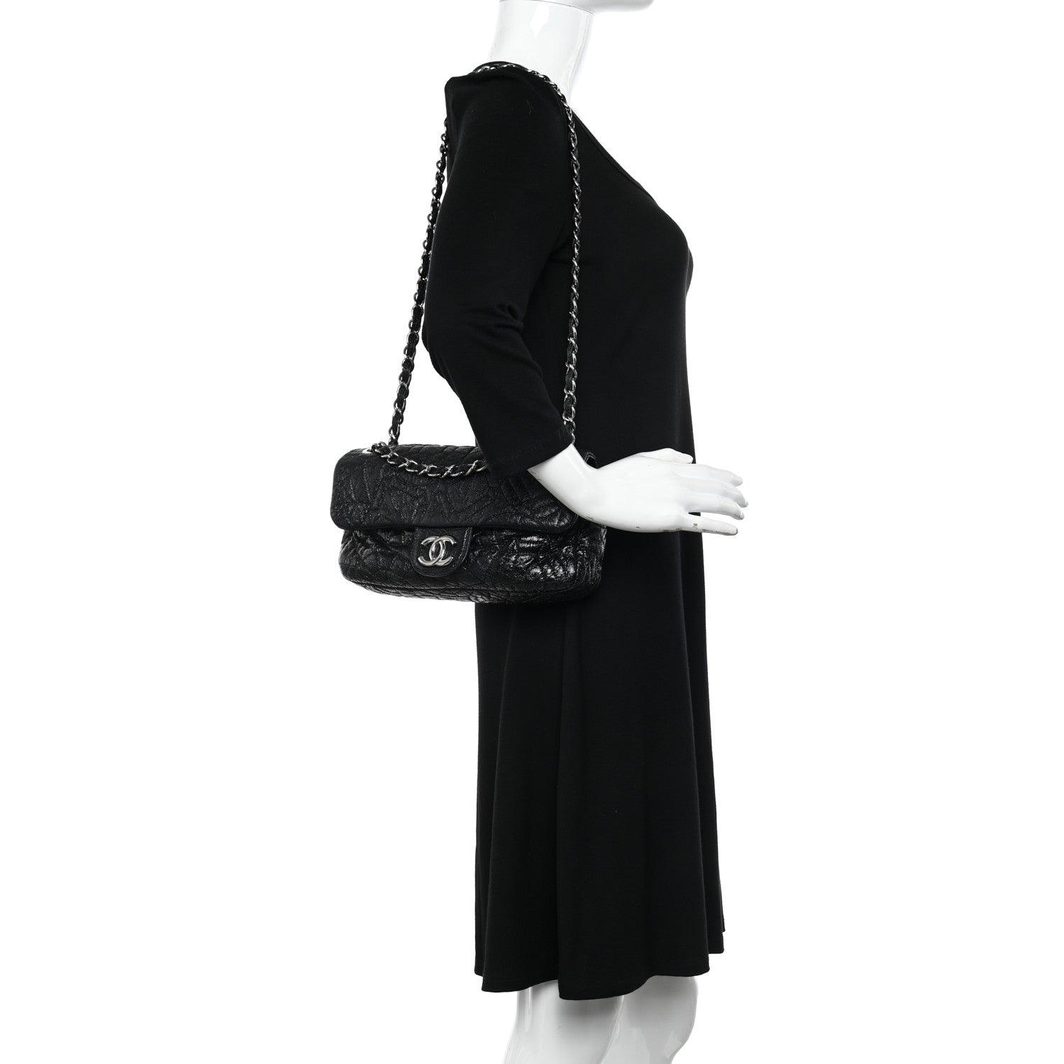 Chanel Vinyl Small Graphic Edge Flap Black 1 of 9