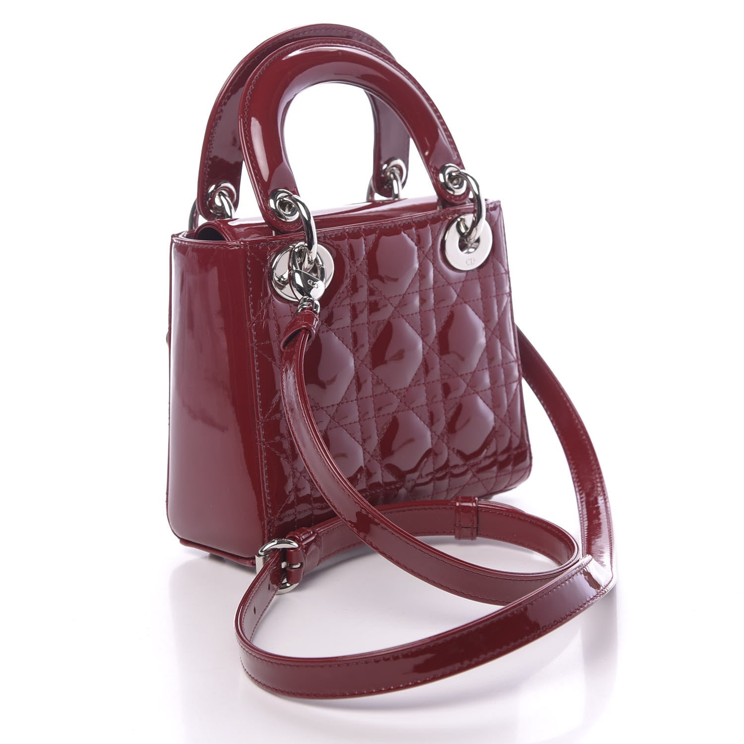 Christian Dior Patent Cannage Mini Lady Dior Red 3 of 10