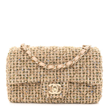 Chanel Tweed Quilted Mini Rectangular Flap Beige 1 of 10
