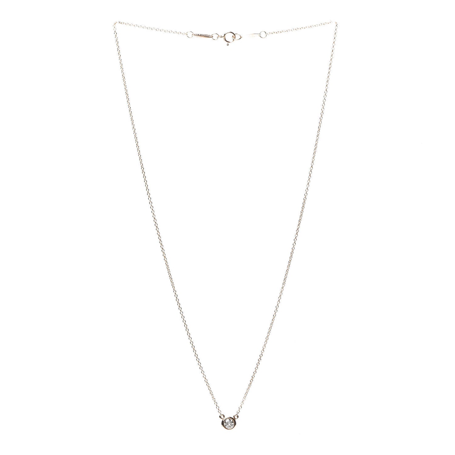 18K Rose Gold Diamond .17ct Elsa Peretti Diamonds by the Yard Pendant Necklace