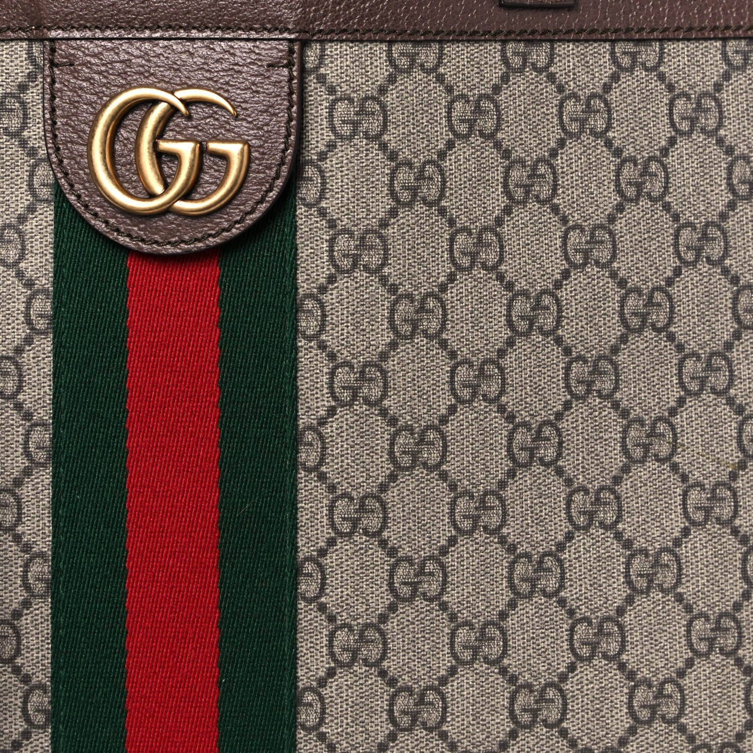 Gucci GG Supreme Monogram Web Ophidia Tote Brown 9 of 14