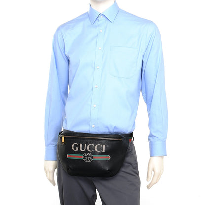 Gucci Grained Calfskin Logo Belt Bag Black 2 of 7