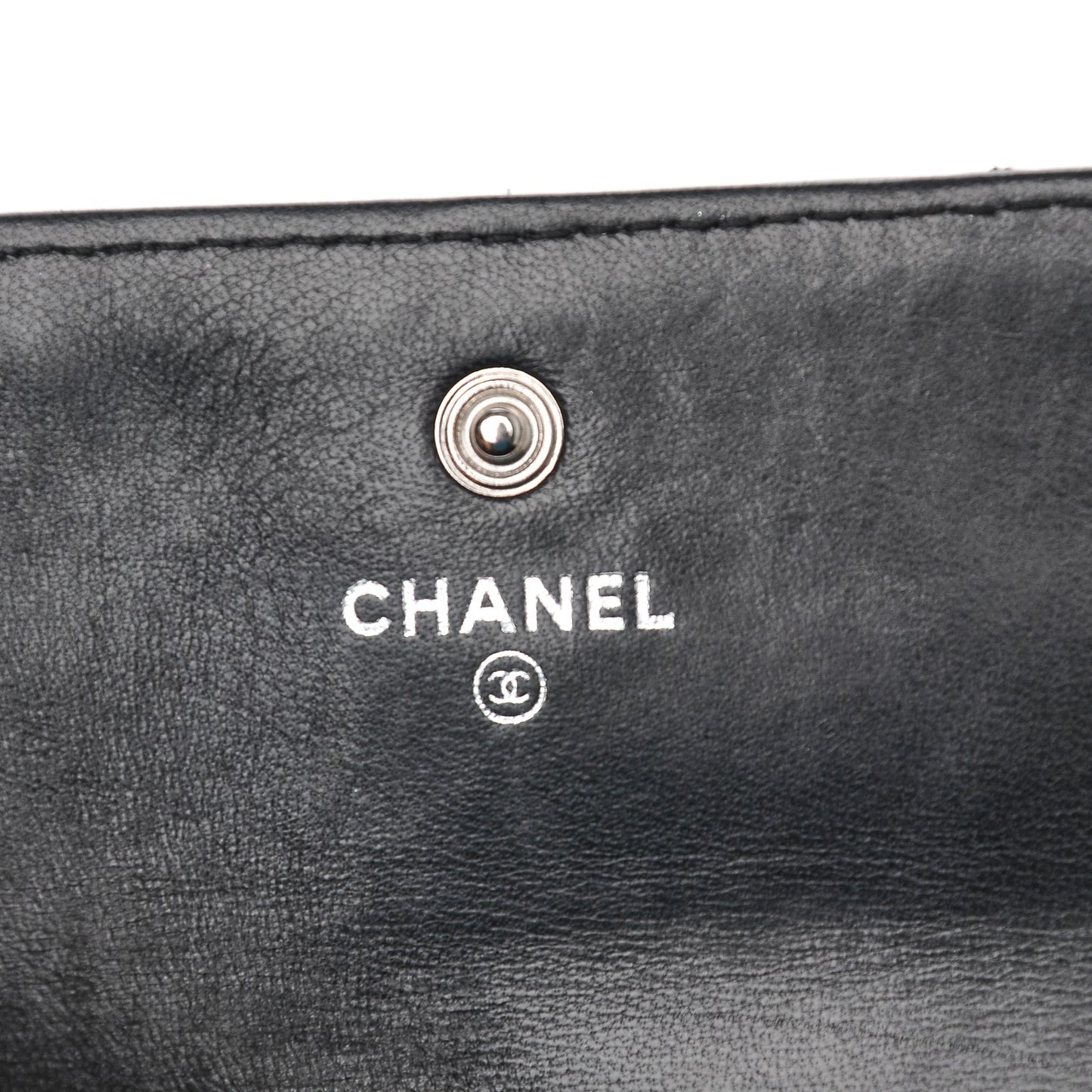 Lambskin Quilted Large Gusset Flap Wallet Black