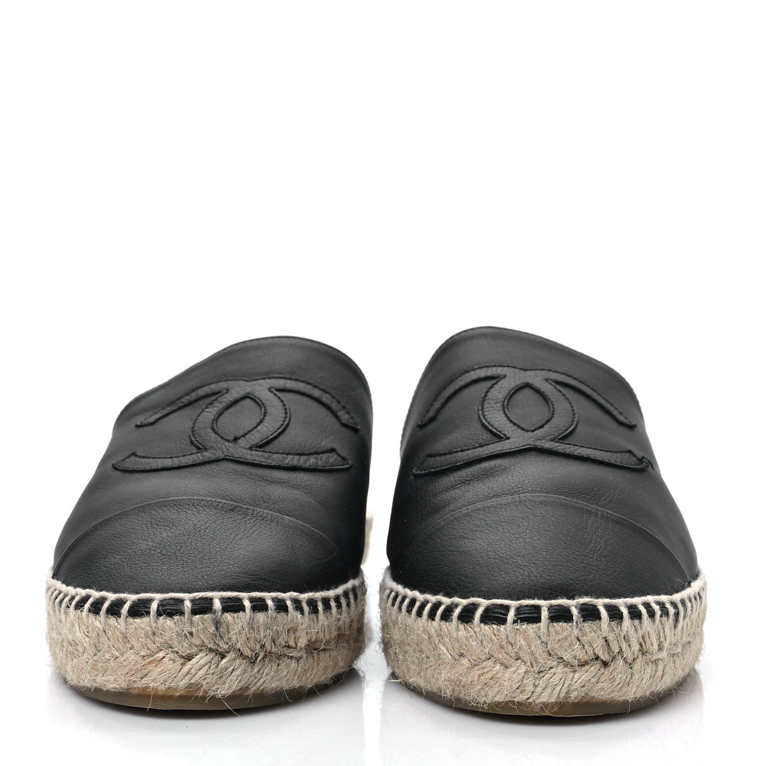 Chanel Calfskin CC Espadrille Mules 42 Black 2 of 9