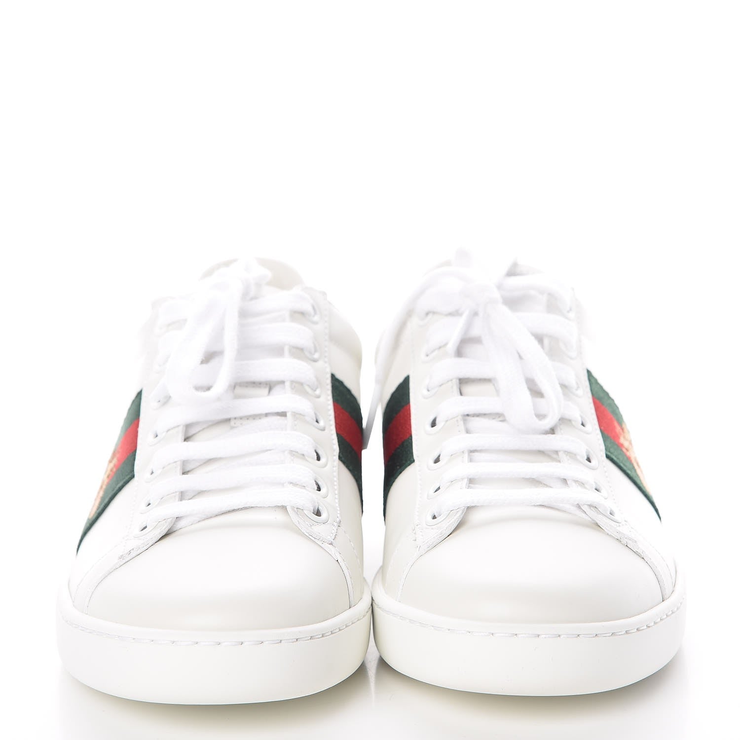 Gucci Calfskin Ayers Bee Embroidered Womens Ace Sneakers 36 White Green 2 of 11
