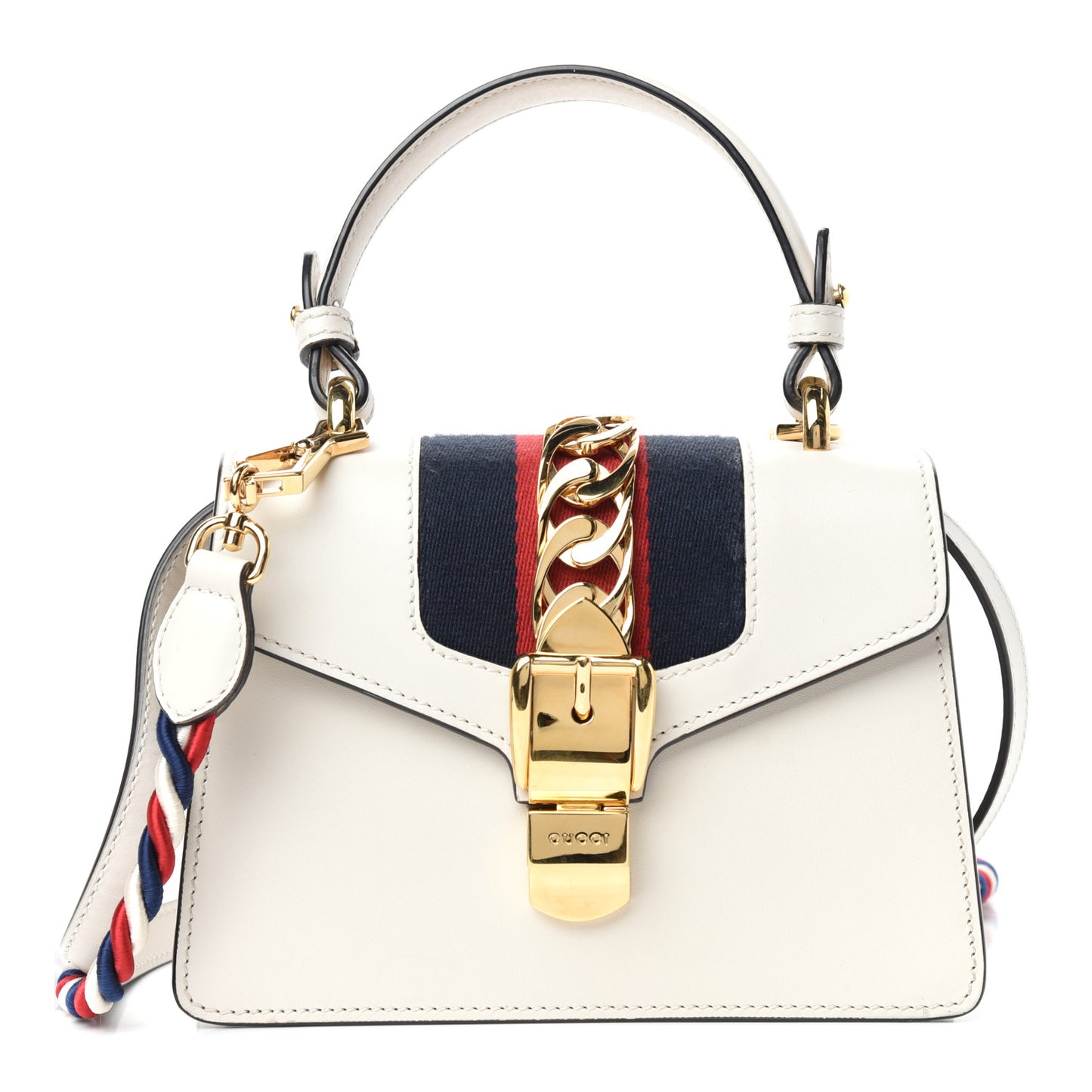 Calfskin Mini Sylvie Top Handle Bag White