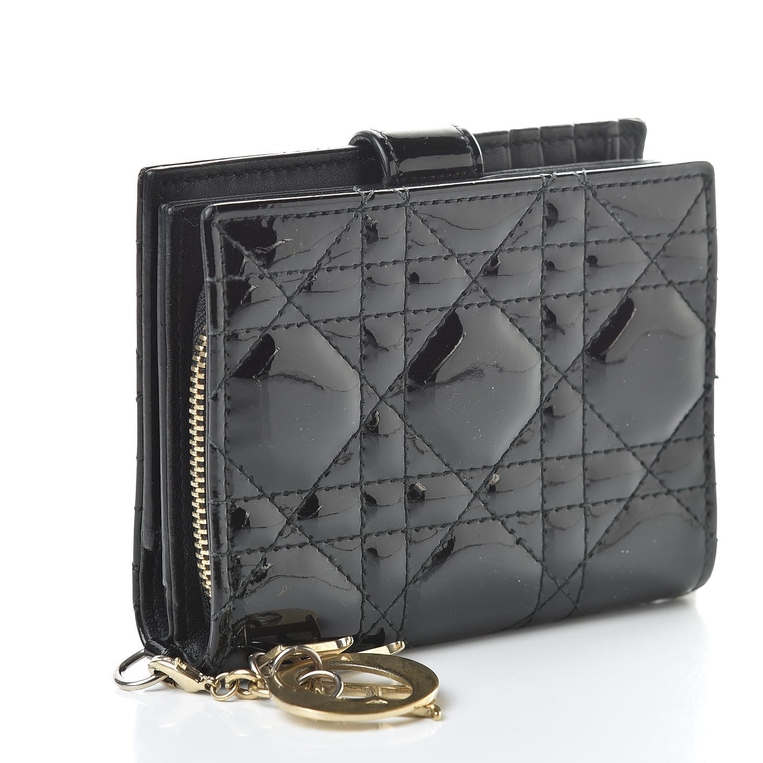 Christian Dior Patent Cannage Lady Dior Eden Wallet Black 3 of 10