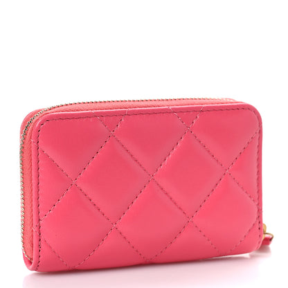 Chanel Lambskin Plexiglass Quilted Coco Love Zip Coin Purse Pink 3 of 10