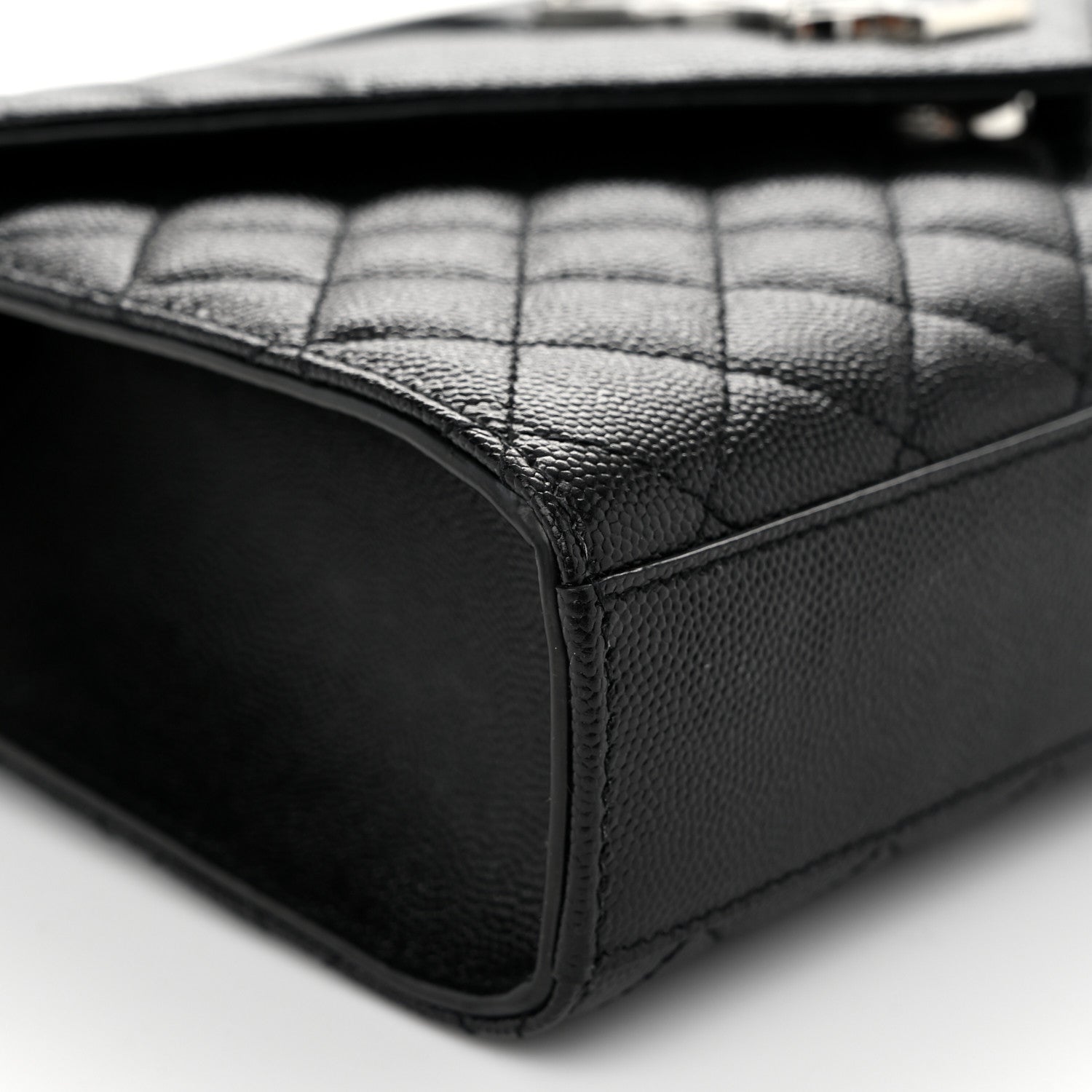 Saint Laurent Grain De Poudre Textured Mixed Matelasse Triquilt Medium Monogram Satchel Black 8 of 9