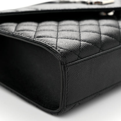 Saint Laurent Grain De Poudre Textured Mixed Matelasse Triquilt Medium Monogram Satchel Black 8 of 9