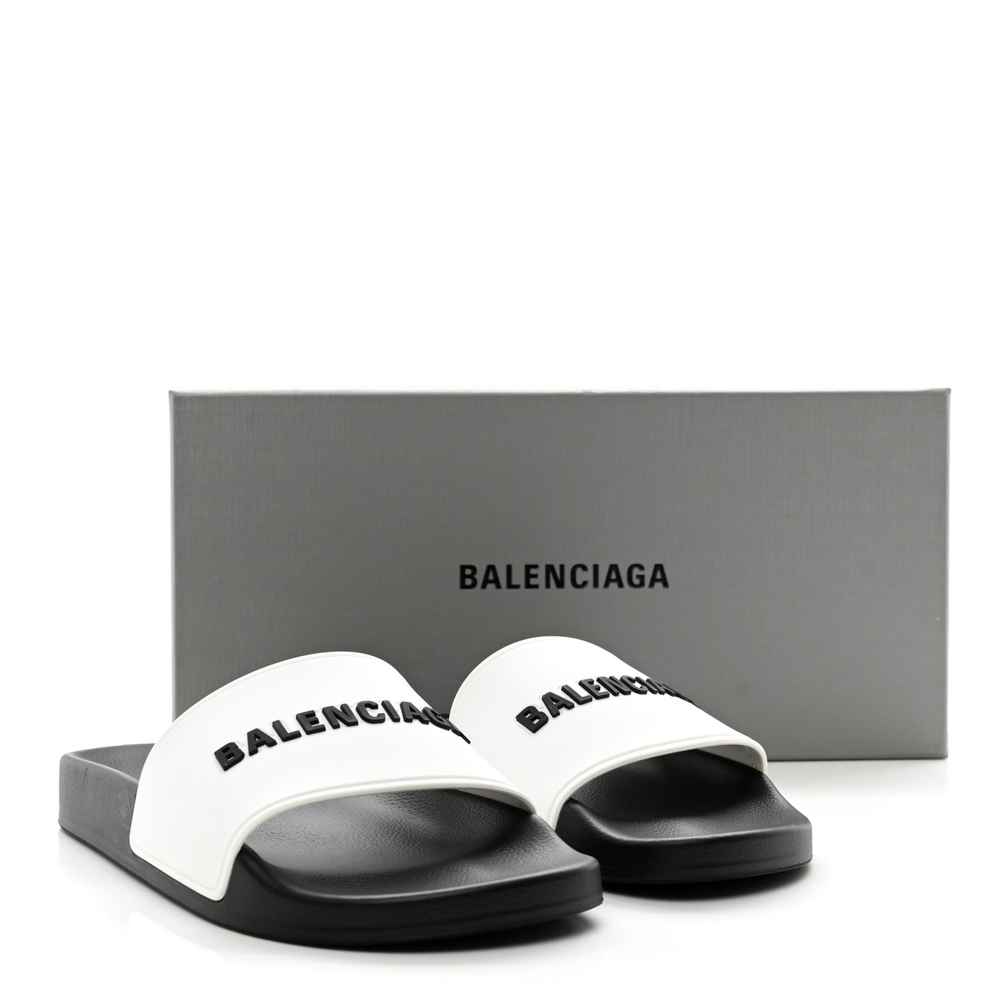 Rubber Womens Logo Pool Slide Sandals 38 Black White