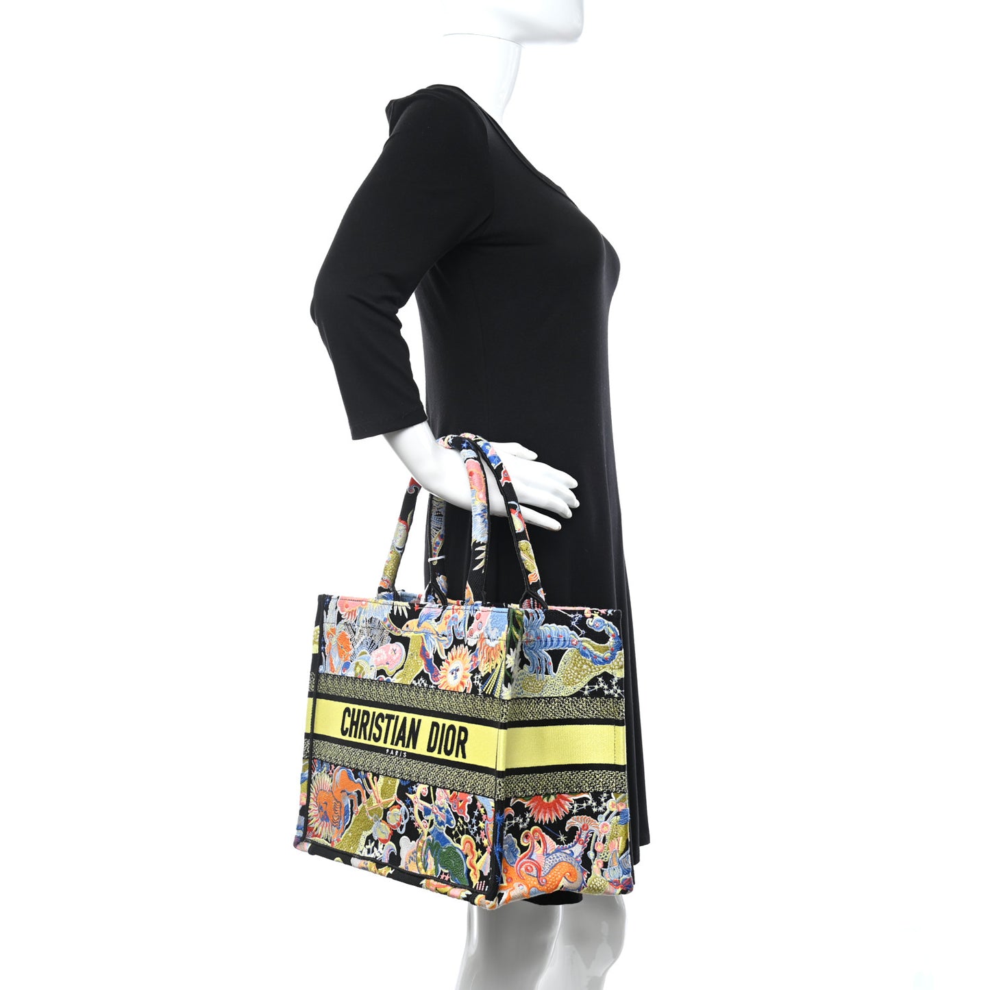 Canvas Zodiac Fantastico Embroidered Medium Book Tote Black Multicolor