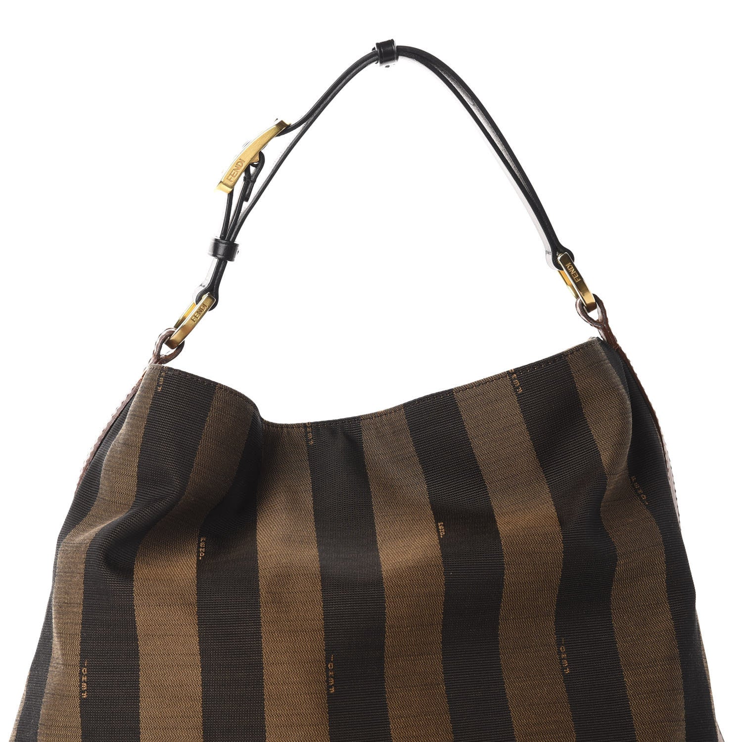 Fendi Pequin Cuoio Vegetale Large Hobo Tobacco Black Cuoio 12 of 16
