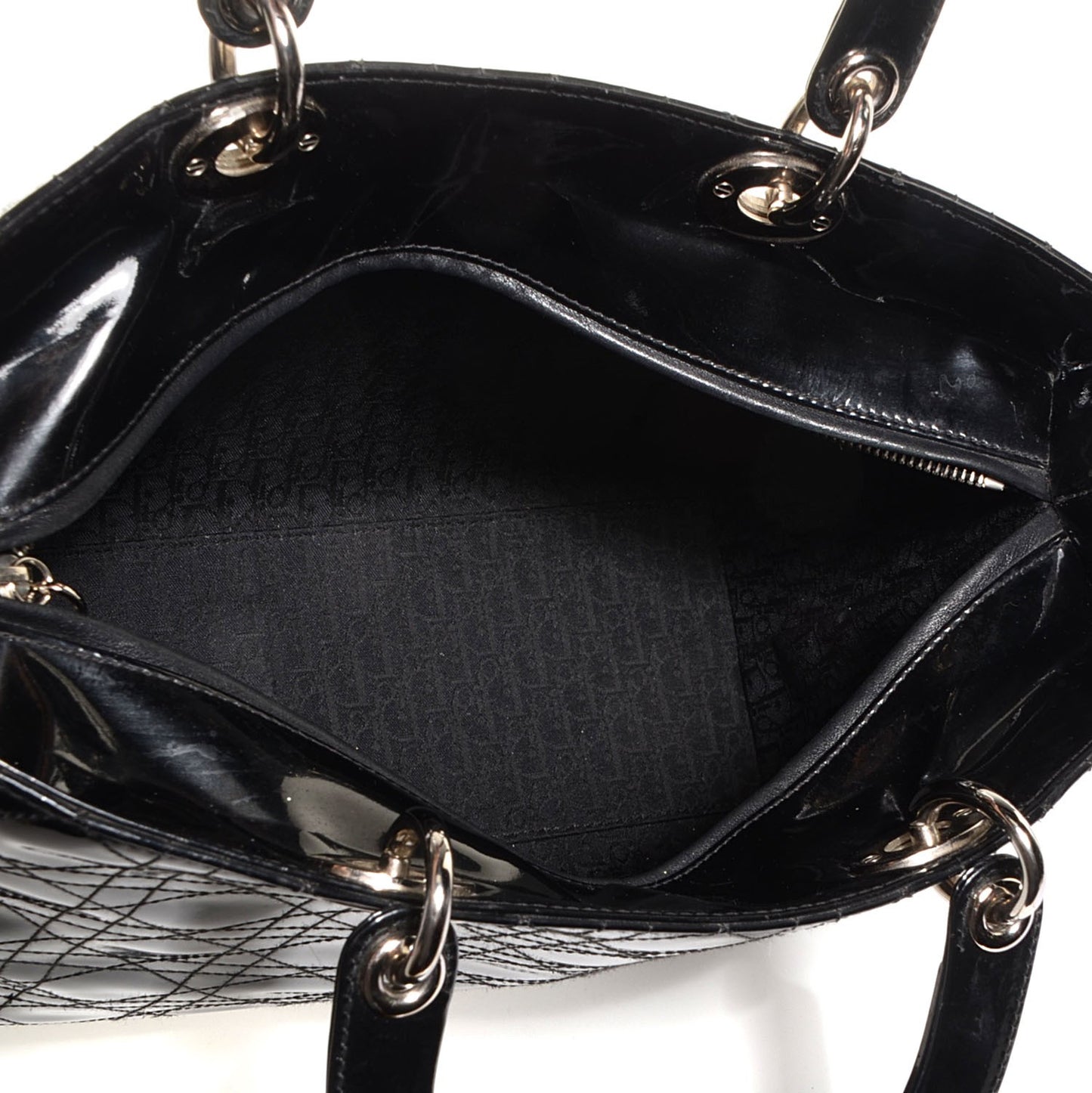 Patent Cannage Large Lady Dior Black
